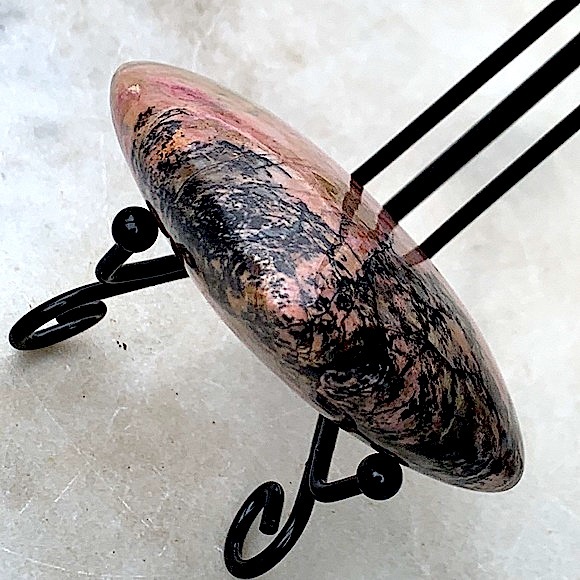 HEART PINK RHODONITE BLACK MANGANESE 3 INCH CARVED NATURAL GEMSTONE NEW CRYSTAL - Picture 6 of 7